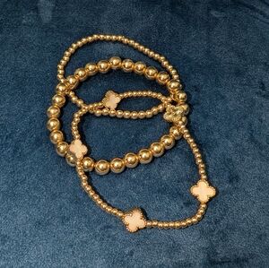 EUC 3 Gold Tone Stretch Beaded Bracelets